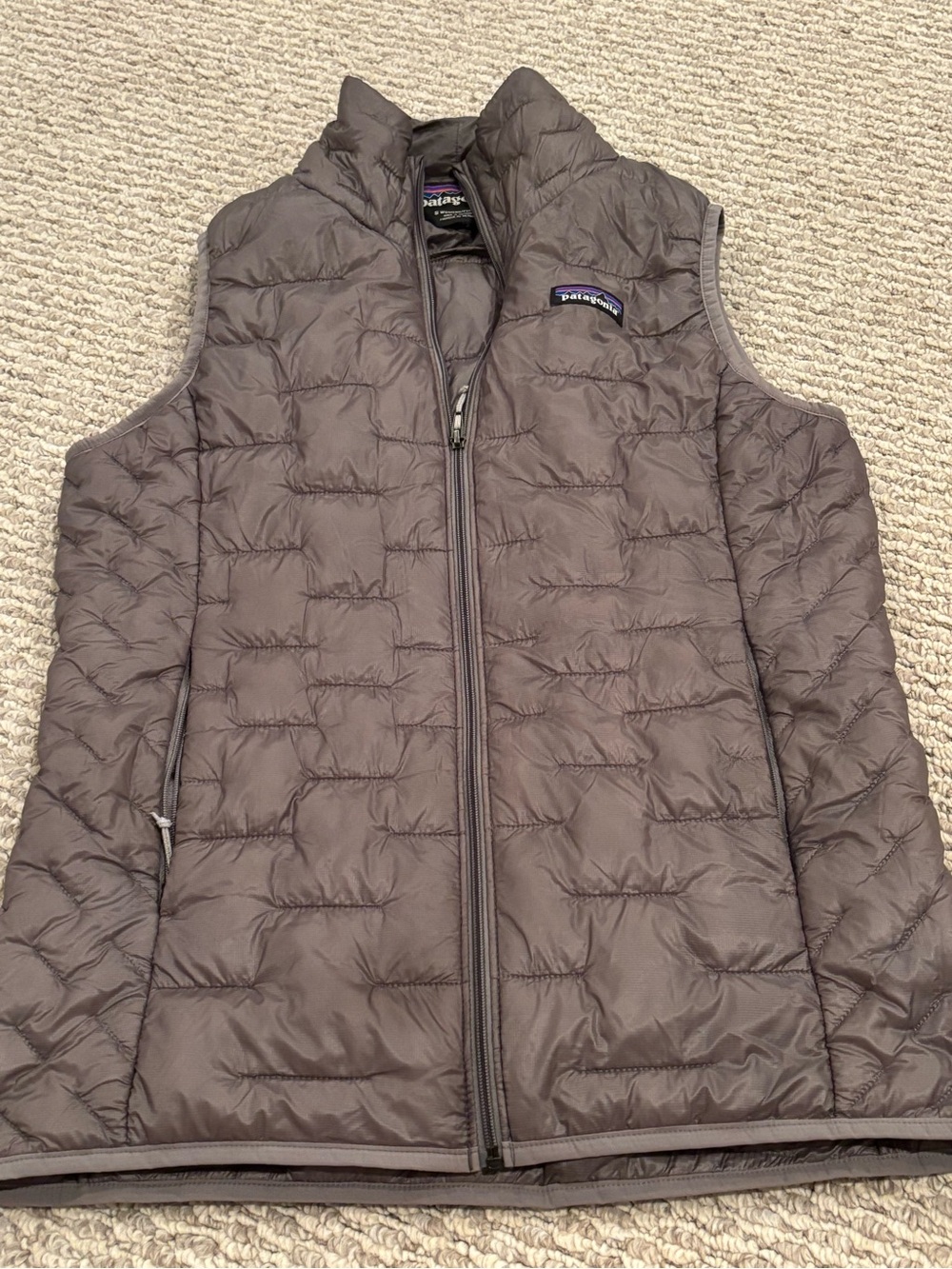 Patagonia Micro Puff Womenβs Small Quilted Vest Gray Base Layer Outdoor Hiking